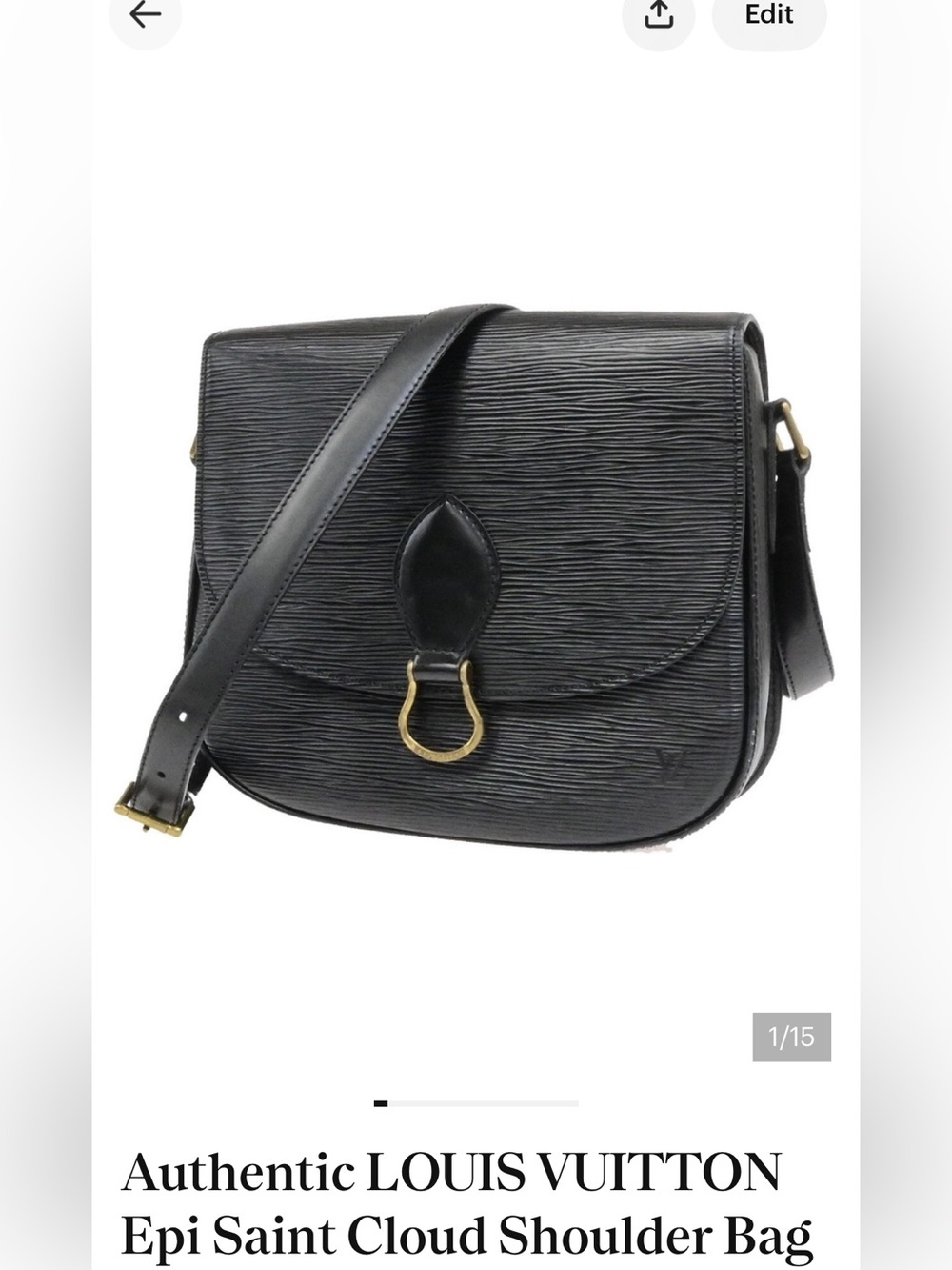 Authentic LOUIS VUITTON Epi Saint Cloud Shoulder Bag Black Noir M52192 LV Auth